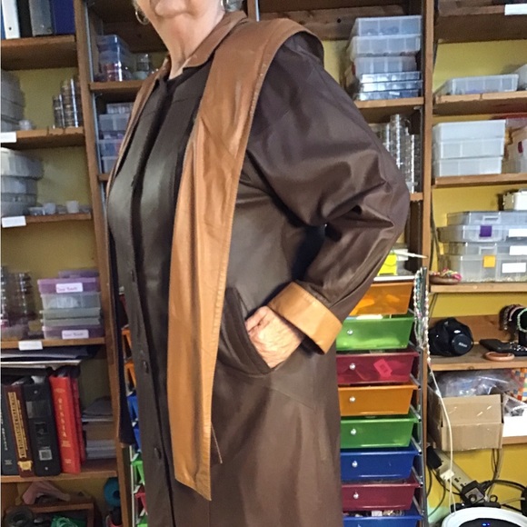 KONUK Genuine Leather Coat, full length, buttery soft, Leather, coat brown - Picture 8 of 16